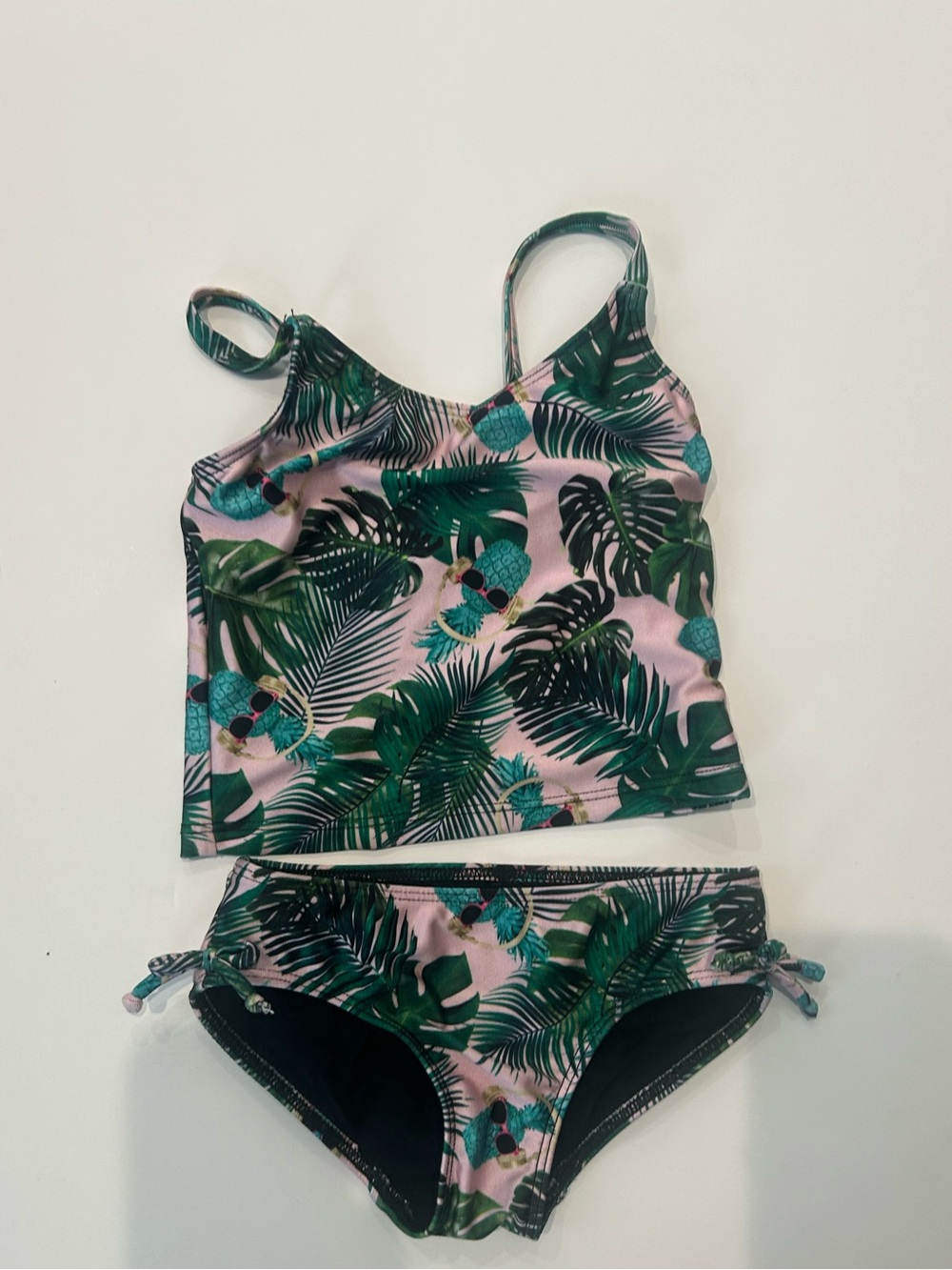 Pixielane  Tropical Pink & Green Tankini Swim Set, Size 5